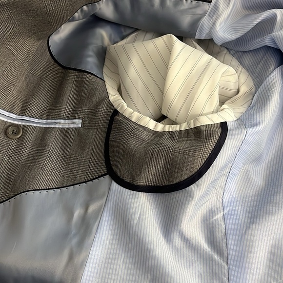 Banana Republic | Wool gray suit jacket/blazer Mens size 44L sport coat plaid - Picture 9 of 10